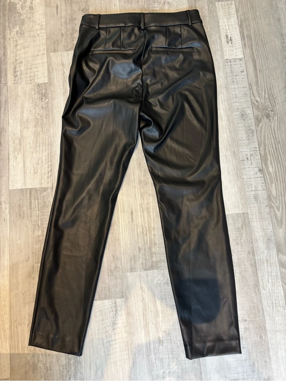 LOFT Curvy Black Faux Leather Straight-Leg Pants
